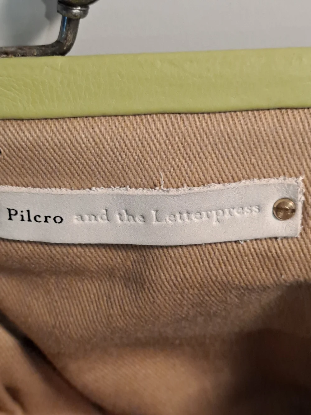 Pilcro Anthropologie Letterpress Green Black Cream City Grid Pattern Coin Purse